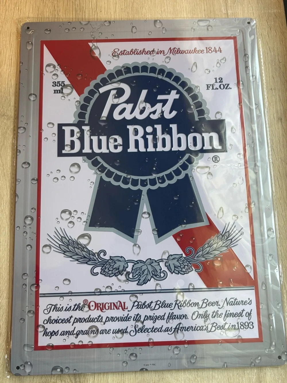 Pabst Blue Ribbon Beer  Metal Sign. 12”x16.75” Vintage Advertising Decor.